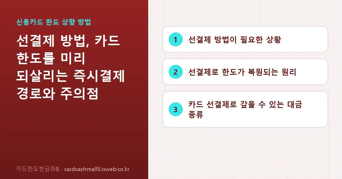 선결제 방법 핵심 내용 요약