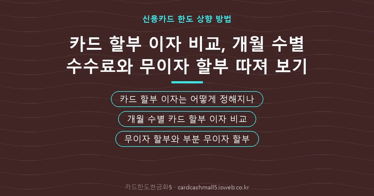 카드 할부 이자 비교 핵심 내용 요약